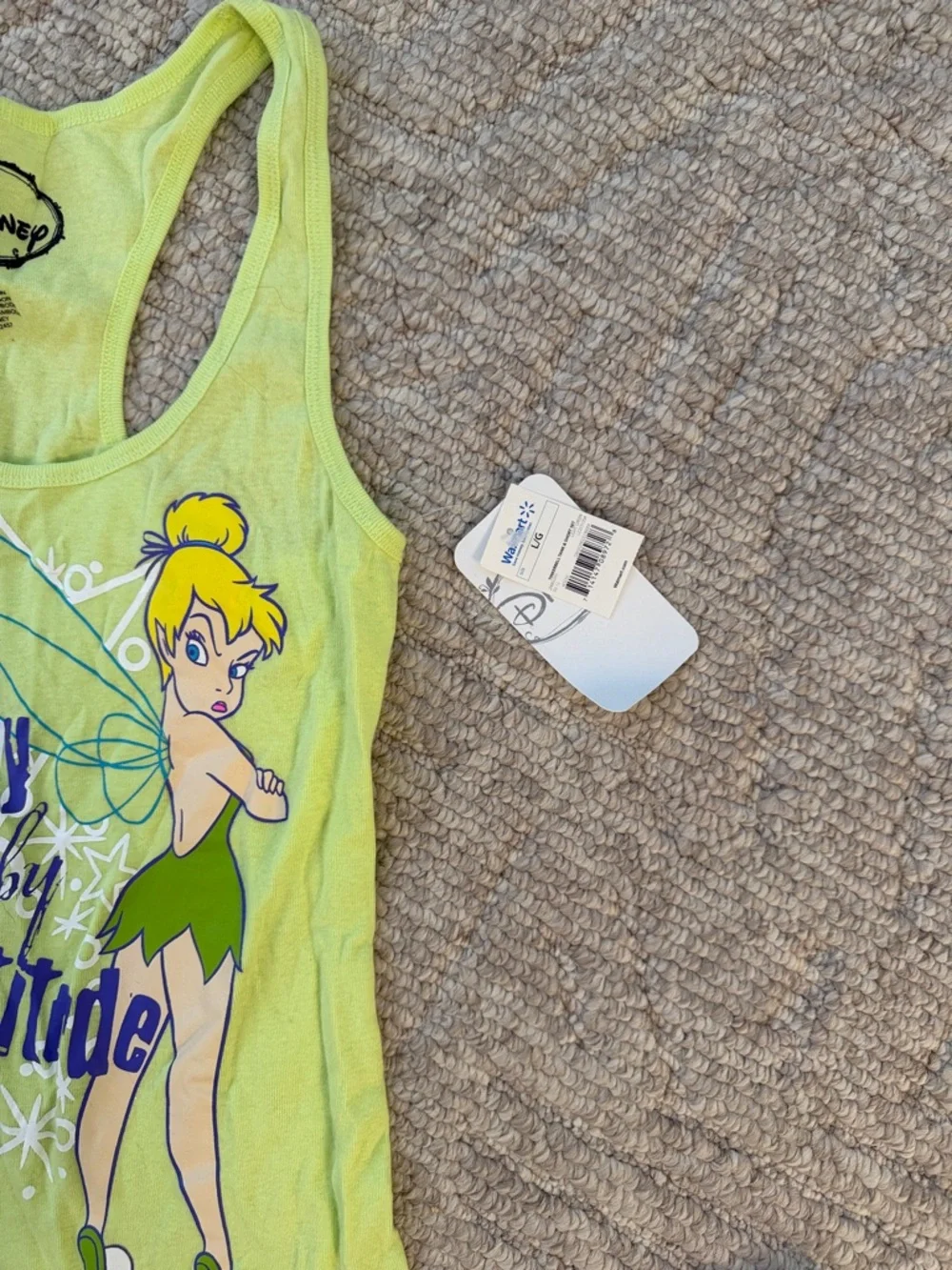 Disney Tinker Bell Lime Green Tank with Blue Printed Shorts - Picture 2 of 3